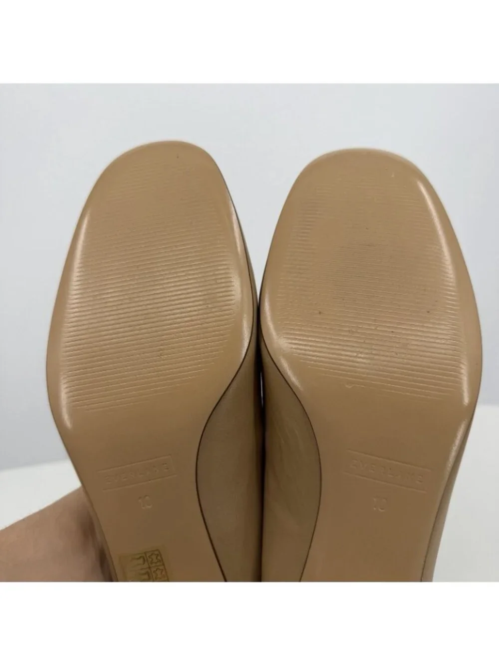 Everlane Italian Leather Day Heel Light Taupe 10 Women's Elastic Back Comfort